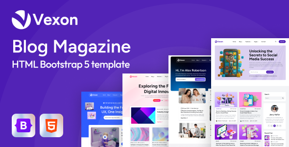 Vexon – Blog Magazine HTML Template – 0 Sold!