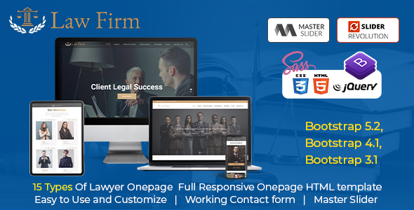 Responsive Website Template Law Firm - One Page