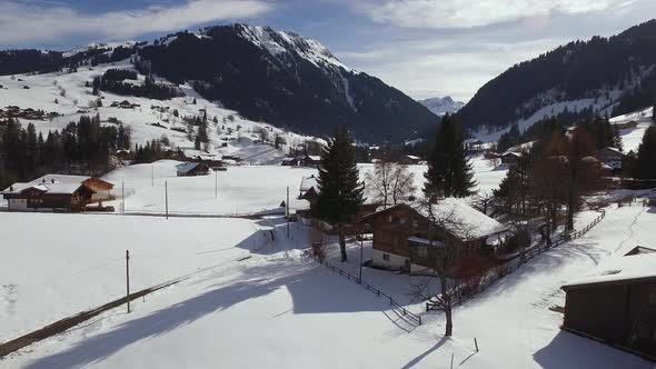 Aerial of houses in Gstaad 