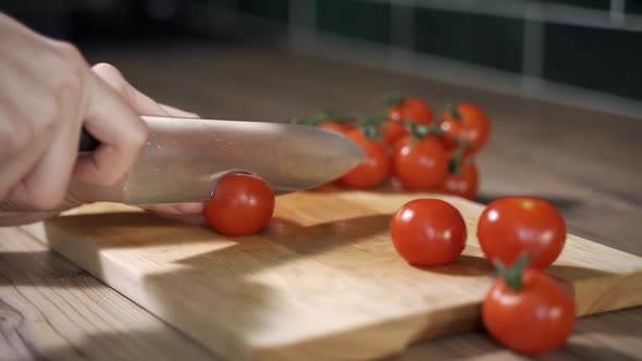 Tomato Cutting Closeup