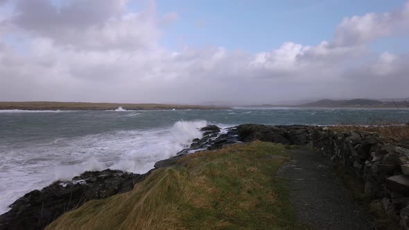 Crashing Ocean Waves in Portnoo During Storm Ciara in County Donegal - Ireland