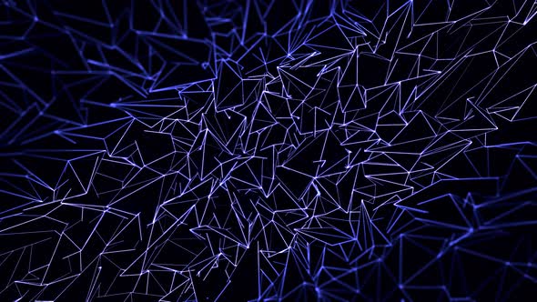 Blue and purple triangles moving animation on black background