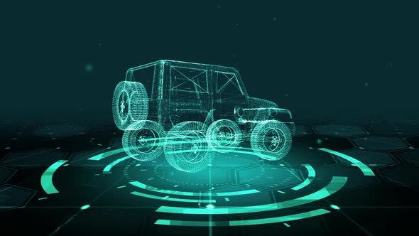HUD The futuristic 3D sci-fi Military Jeep