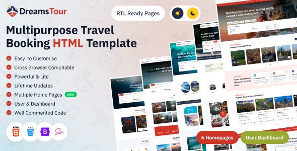 DreamsTour – Tour & Travel Booking Bootstrap 5 Html Template – 0 Sold!