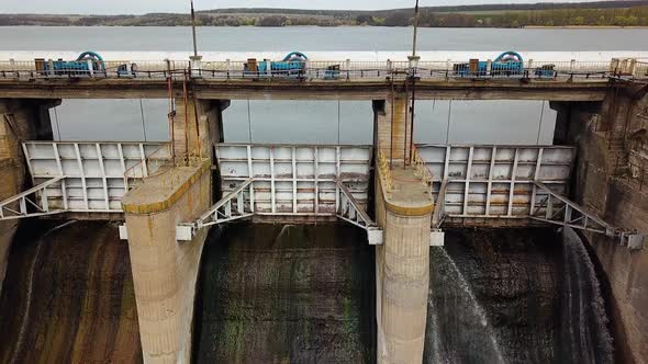 High water treatment plant is located on the river with a wonderful view on green fields and trees