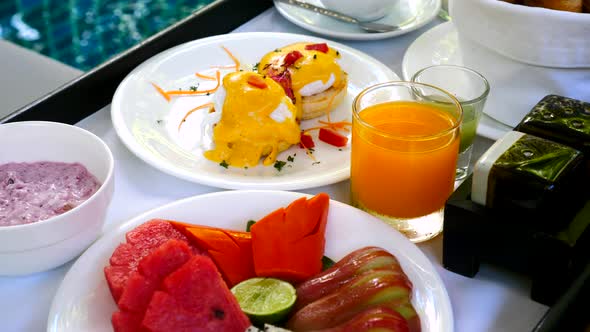 Breakfast Served on Villa at Resort or Hotel By Private Swimming Pool