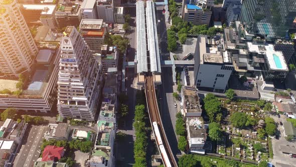 4k Aerial city view of Bangkok dowtnown, Flying over Bangkok, Thailand.