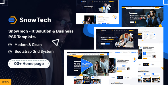 SnowTech-It Solution & Business PSD Template.