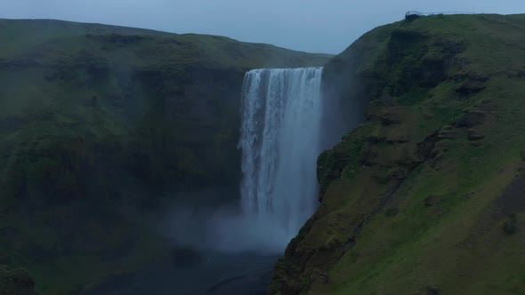 Elevated Footage of Waterfall in Nature