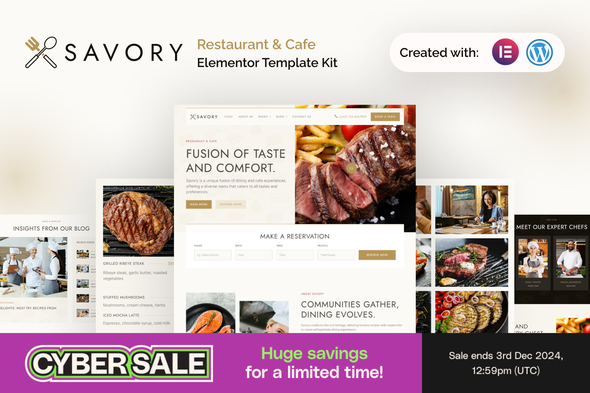 Savory - Restaurant & Cafe Elementor Template Kit