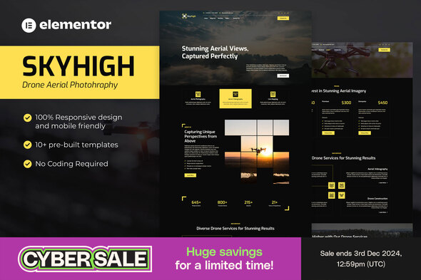 Skyhigh - Drone Aerial Photography & Videography Elementor Template Kit