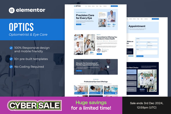 Optics - Optometrist & Eye Care Elementor Template Kit