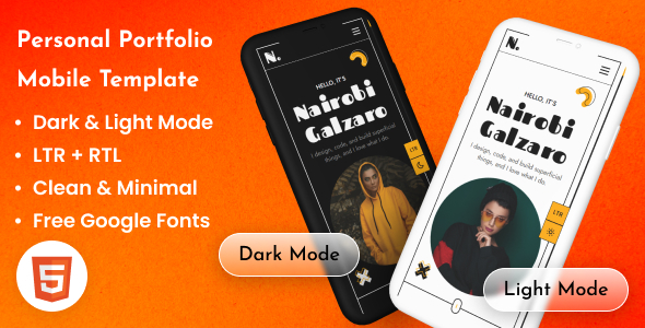 Nairobi – Personal Portfolio CV Mobile HTML Template (LTR + RTL) – 0 Sold!