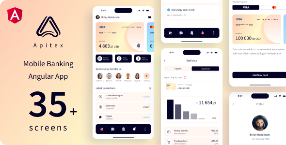 Apitex – Mobile Banking Angular App | PWA – 0 Sold!