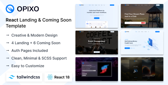 Opixo – React Landing & Coming Soon Template – 0 Sold!