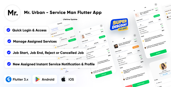 Mr. Urban - Service Man App | Android & iOS Flutter App