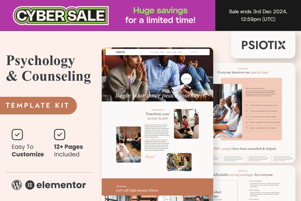 Psiotix - Psychologist & Hypnotherapy Elementor Templates