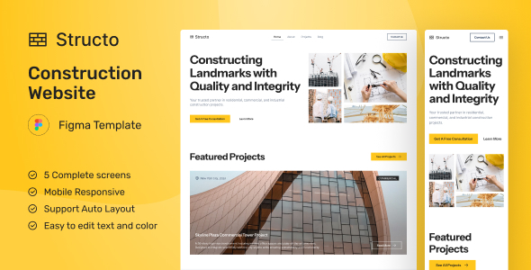 Structo - Construction Website Figma UI Template