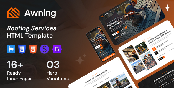 Awning – Roofing Services HTML Template – 0 Sold!