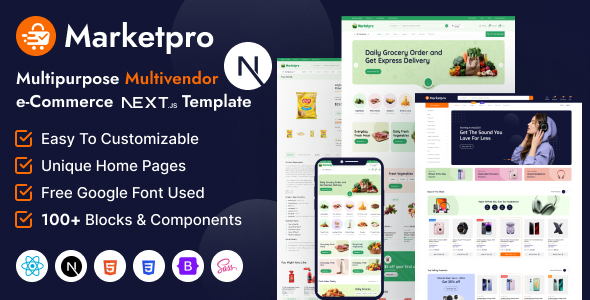 MarketPro – eCommerce Multivendor React Next JS Template Multipurpose – 0 Sold!