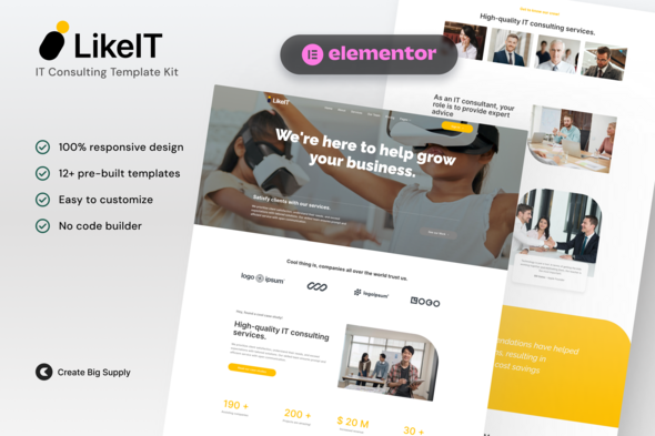 LikeIT - IT Consulting Agency Elementor Pro Template Kit