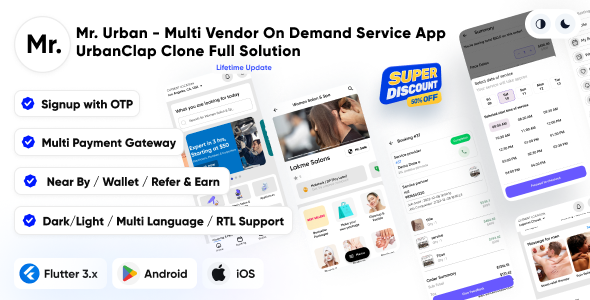 Mr. Urban - Multi Vendor On Demand Home Service App | UrbanClap Clone | Android & iOS Full Solution