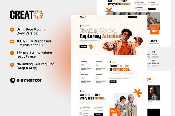 Creat - Creative Agency & Portfolio Elementor Template Kit