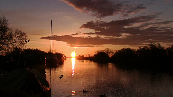 Sunrise On The River, Tranquil Scene