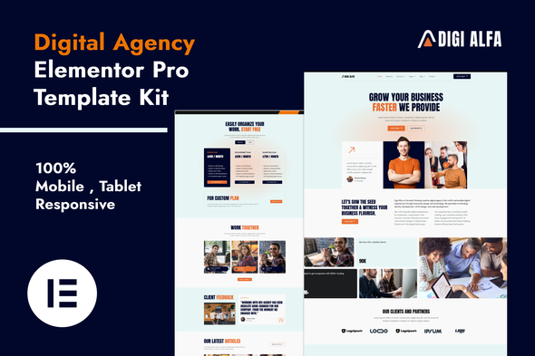 DigiAlfa - Digital Agency Elementor Pro Template Kit