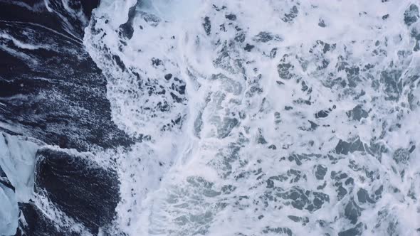 Drone of Surf Crashing on Diamond Beach Iceland