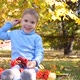 A Child in the Autumn Park Plays and Laughs Merrily He Plays with Yellow Leaves and Rowan Berries - VideoHive Item for Sale