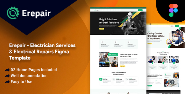 Erepair - Electrician Services & Electrical Repairs Figma Template