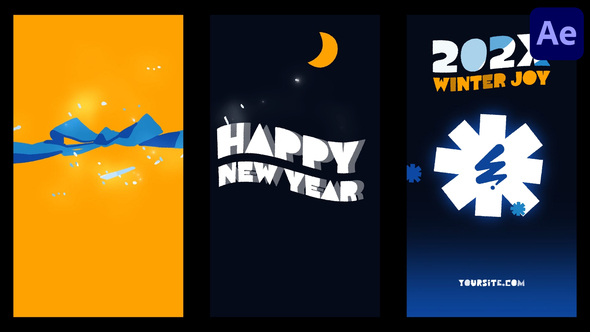 Christmas And New Year Vertical Logo Typography | After Effects alt