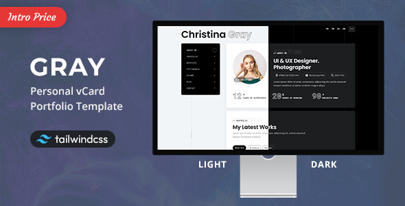 Gray - Tailwind Personal vCard/Portfolio Template