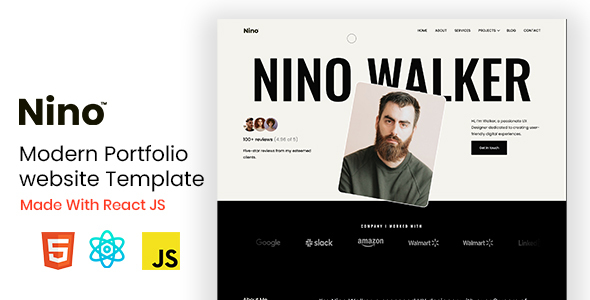 Nino – React JS Personal Portfolio Template – 0 Sold!