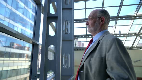 Senior Businessman Looking at Window