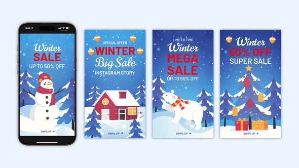 Winter Sale Instagram Stories | Merry Christmas stories