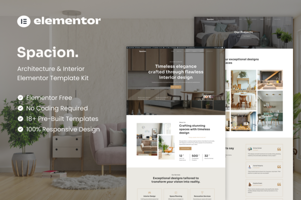 Spacion – Architecture & Interior Elementor Template Kit – 0 Sold!