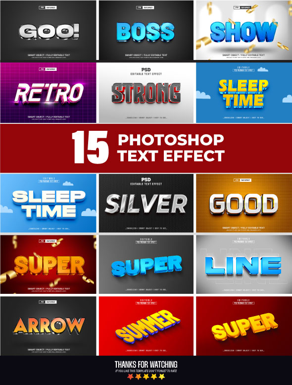 15 Fully Editable Photoshop Text Effects