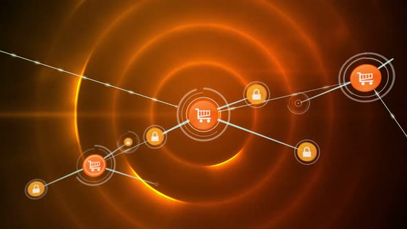 Connectors moving on digital orange background alt