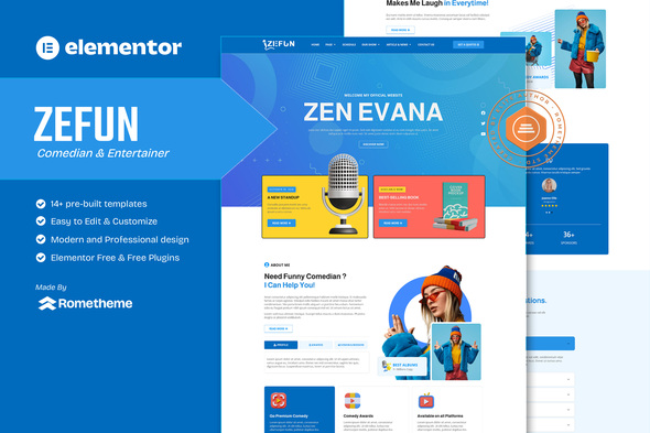 Zefun - Comedian & Entertainer Elementor Template Kit