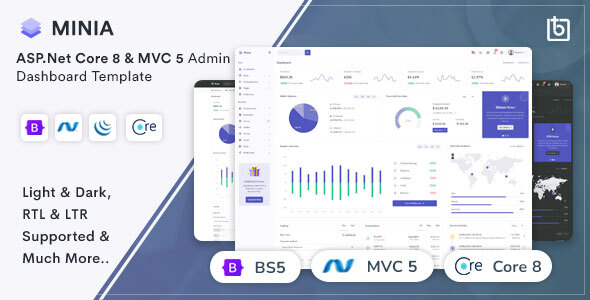 Minia - ASP.Net Core 8 & MVC 5 Admin Dashboard Template