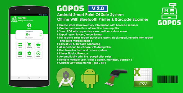 GoPOS Offline - Android Smart Point Of Sale System With Bluetooth Printer & Barcode Scanner