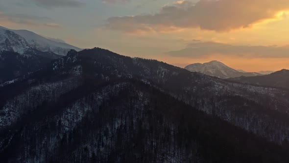 Quiet Scenery Of The Tatra Mountains In Poland During Sunset - aerial shot