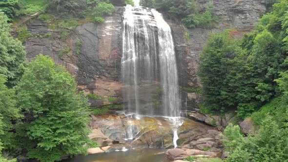 Aerial Large Waterfall in Untouched Wild Forest