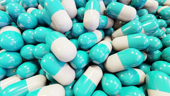 realistic 3d bleu and white color medical pills, Blue capsules, antibiotics,