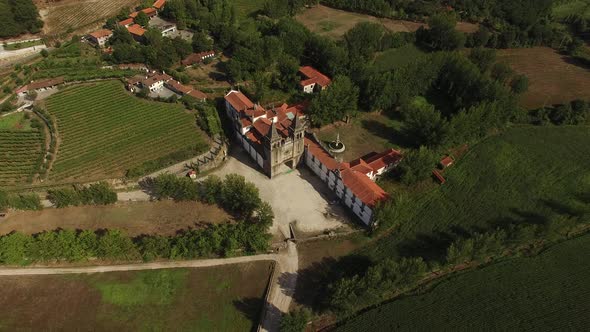 Monastery of Pombeiro Aerial View. Felgueiras, Portugal