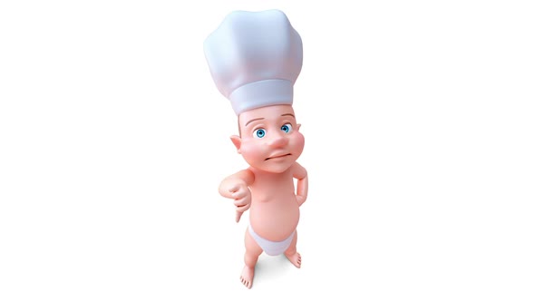 Fun 3D cartoon of a baby chef