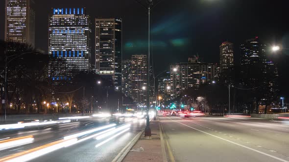 Night traffic timelaspse in Chicago