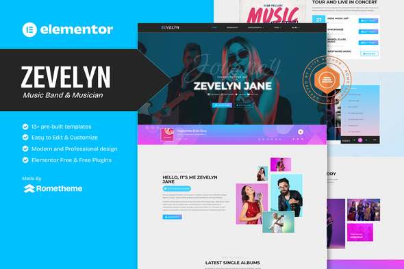 Zevelyn - Music Band & Musician Elementor Template Kit